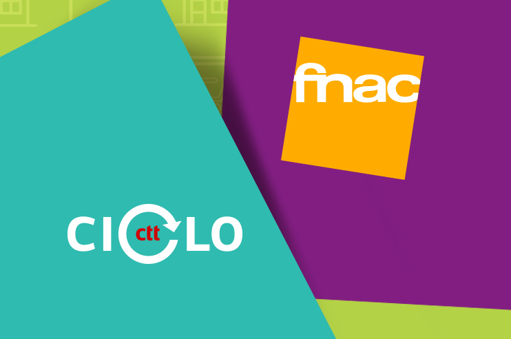fundo de várias cores com os logos Fnac e ciclo CTT